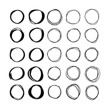 Circles hand drawn set Stock Illustration