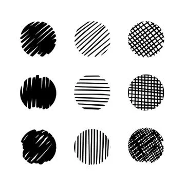 Circles hand drawn set Stock Illustration