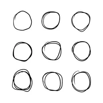 Circles hand drawn set Stock Illustration