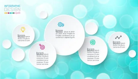 Circles infographics with bubbles soap on pink background. Stock Illustration