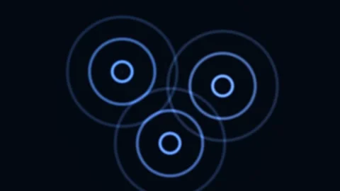 Circles intersecting with lines on a dark background Stock Footage 338318026