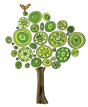 Circles leafs tree. Single. Summer. Stock Illustration