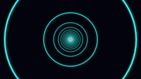 Circles of light moving toward the center in dark background Stock Footage 337067221