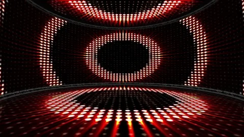 CIRCLES LIGHTS BULB in Monitors and Room, Animation Stock Footage