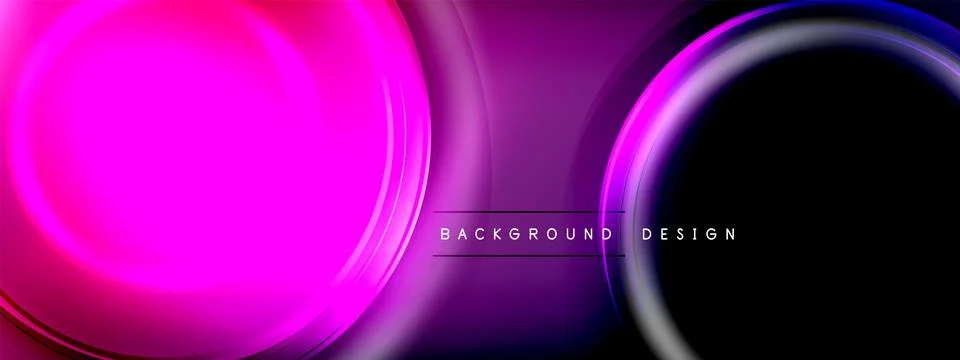 Circles lines and bubbles on bright glowing effect gradient with light and 库存插图