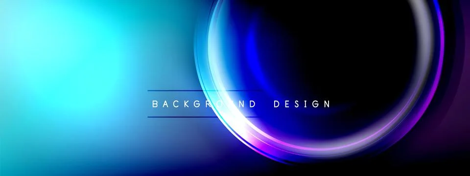 Circles lines and bubbles on bright glowing effect gradient with light and Stock Illustration