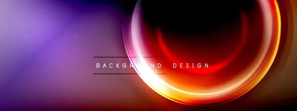 Circles lines and bubbles on bright glowing effect gradient with light and イラスト素材