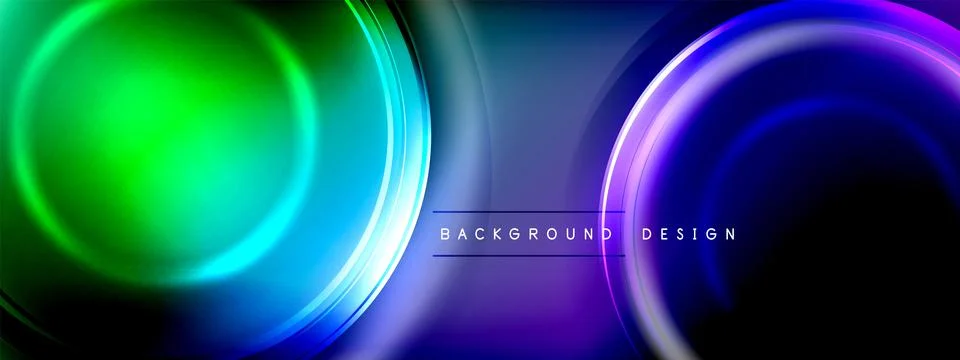 Circles lines and bubbles on bright glowing effect gradient with light and Stock Illustration