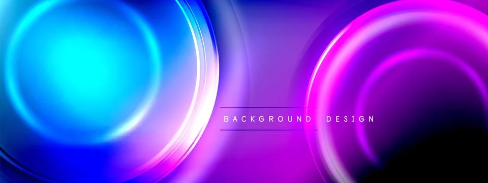 Circles lines and bubbles on bright glowing effect gradient with light and Illustrazione stock