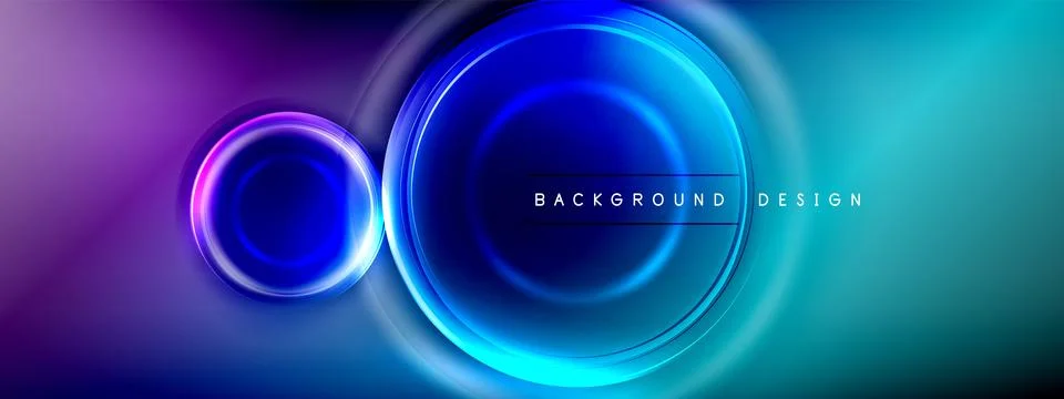 Circles lines and bubbles on bright glowing effect gradient with light and Stock Illustration