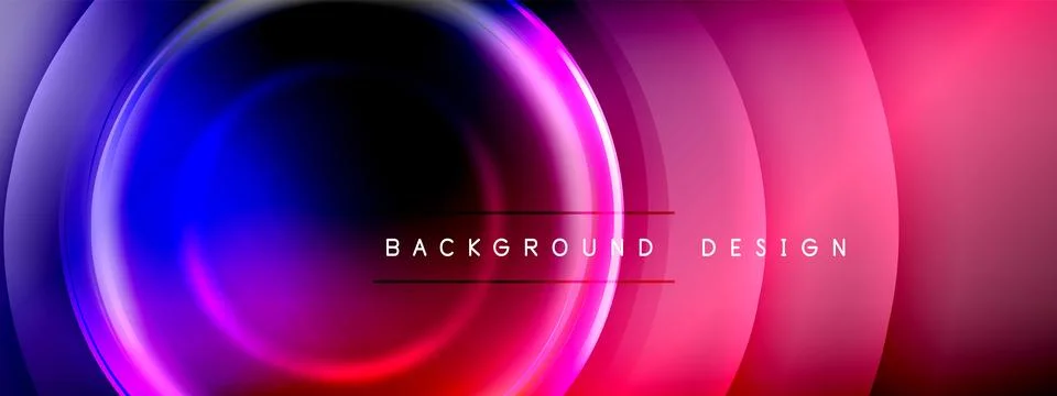 Circles lines and bubbles on bright glowing effect gradient with light and 스톡 일러스트