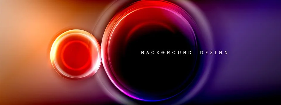 Circles lines and bubbles on bright glowing effect gradient with light and イラスト素材