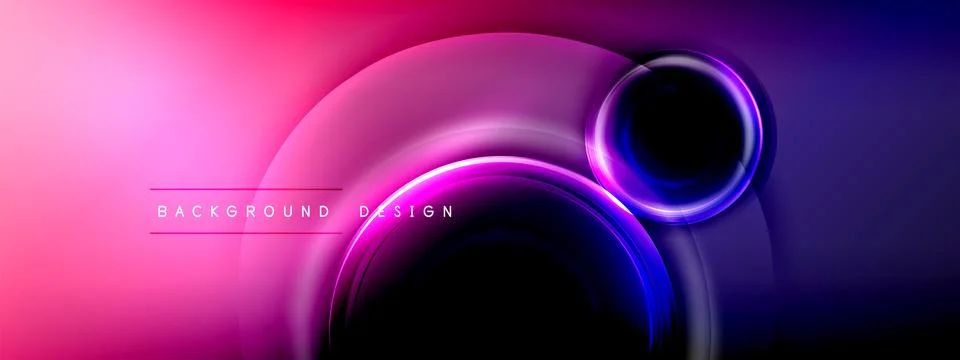 Circles lines and bubbles on bright glowing effect gradient with light and イラスト素材