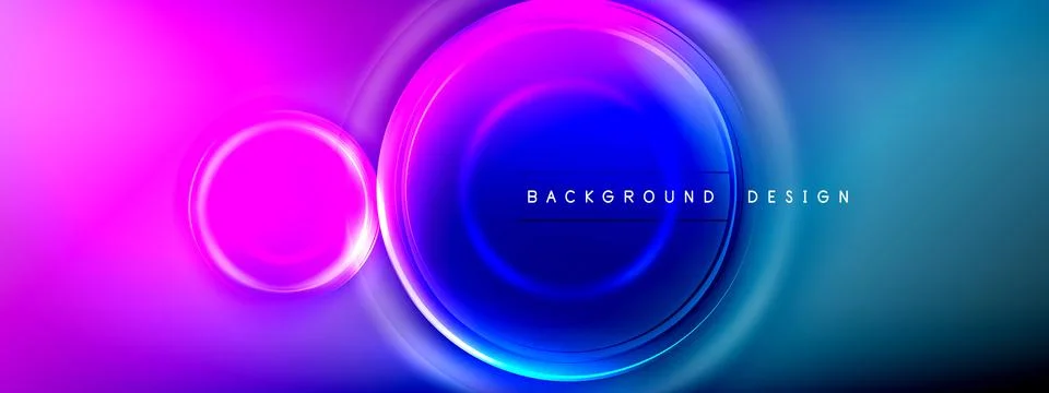 Circles lines and bubbles on bright glowing effect gradient with light and 库存插图