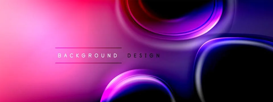 Circles lines and bubbles on bright glowing effect gradient with light and Stock Illustration