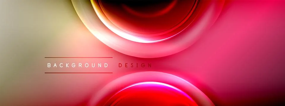 Circles lines and bubbles on bright glowing effect gradient with light and Stock Illustration