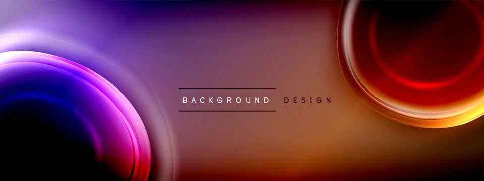 Circles lines and bubbles on bright glowing effect gradient with light and Illustrazione stock