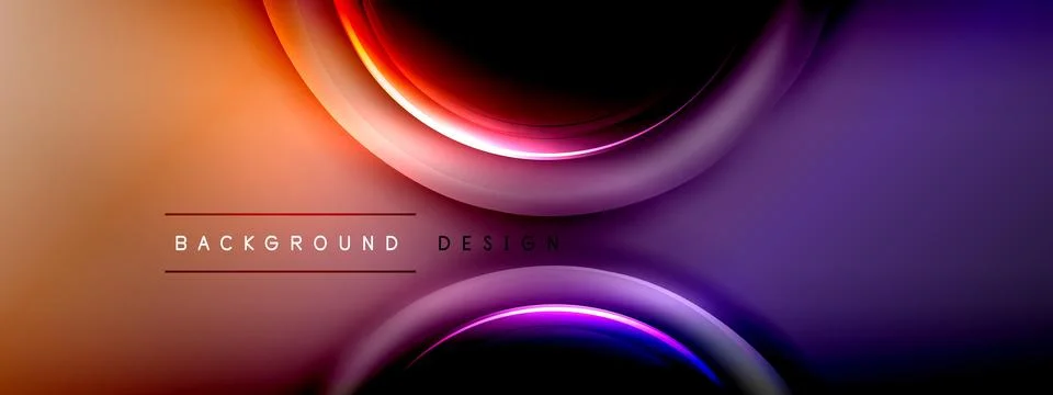 Circles lines and bubbles on bright glowing effect gradient with light and Stock Illustration
