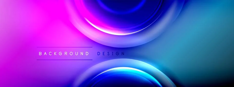 Circles lines and bubbles on bright glowing effect gradient with light and Stock Illustration