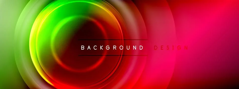 Circles lines and bubbles on bright glowing effect gradient with light and Stock Illustration