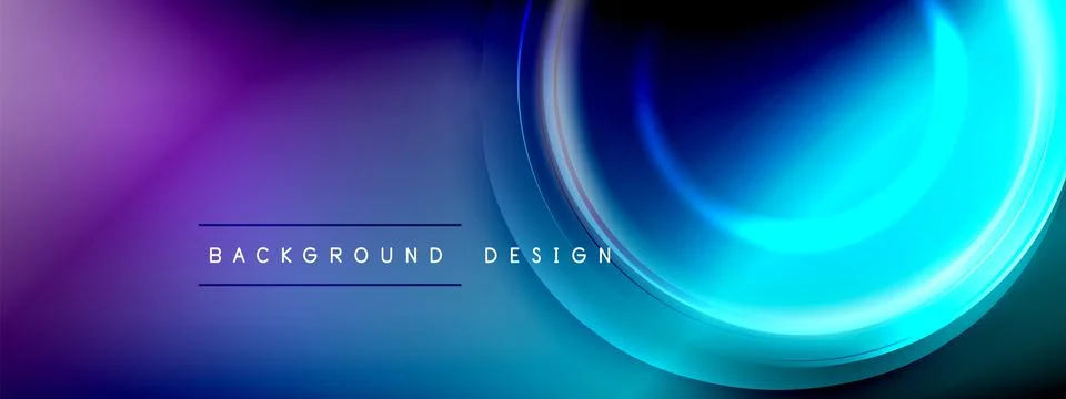 Circles lines and bubbles on bright glowing effect gradient with light and Stock Illustration