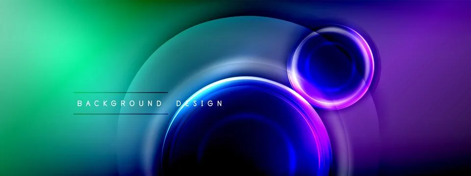 Circles lines and bubbles on bright glowing effect gradient with light and 스톡 일러스트
