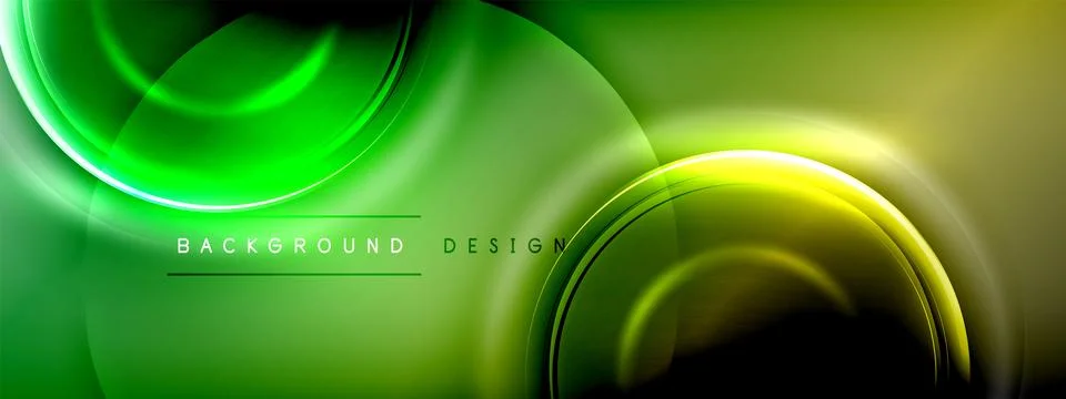 Circles lines and bubbles on bright glowing effect gradient with light and Stock Illustration