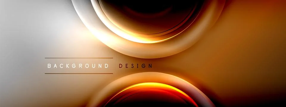 Circles lines and bubbles on bright glowing effect gradient with light and Stock Illustration
