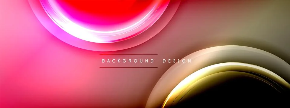 Circles lines and bubbles on bright glowing effect gradient with light and Stock Illustration