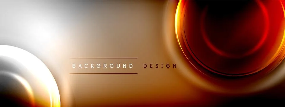 Circles lines and bubbles on bright glowing effect gradient with light and Stock Illustration