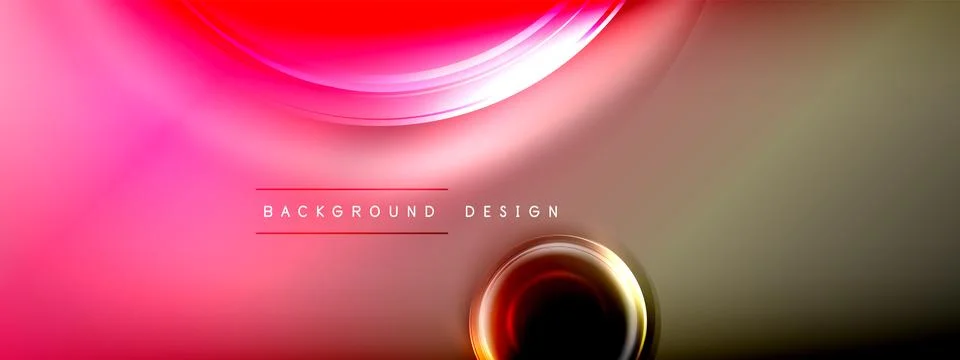 Circles lines and bubbles on bright glowing effect gradient with light and Illustrazione stock