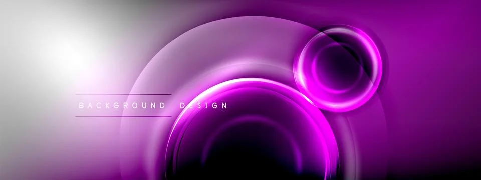 Circles lines and bubbles on bright glowing effect gradient with light and Stock Illustration