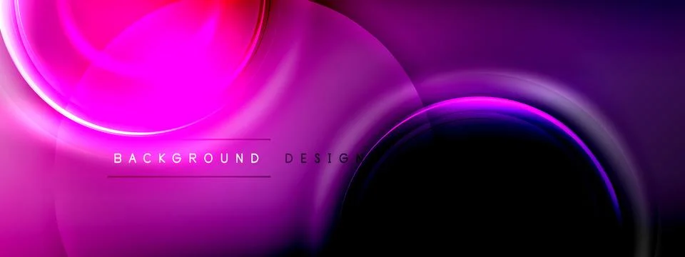 Circles lines and bubbles on bright glowing effect gradient with light and Illustrazione stock