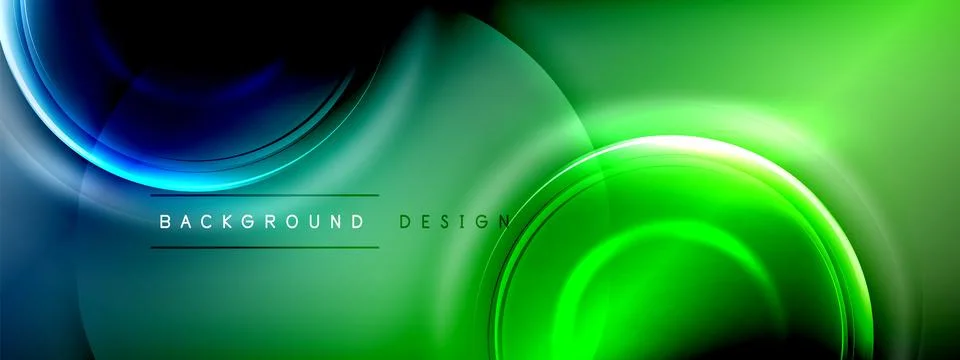 Circles lines and bubbles on bright glowing effect gradient with light and イラスト素材