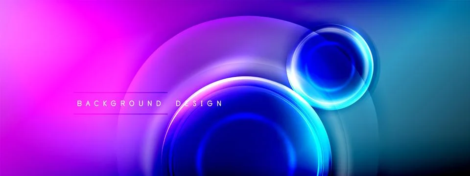 Circles lines and bubbles on bright glowing effect gradient with light and Stock Illustration