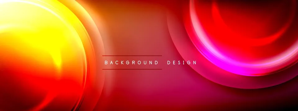 Circles lines and bubbles on bright glowing effect gradient with light and Stockillustratie