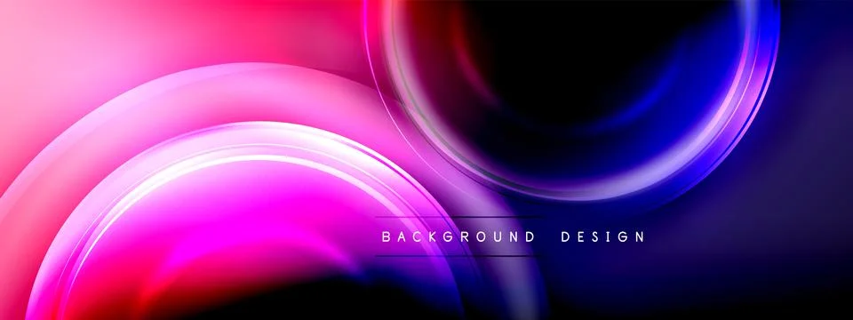 Circles lines and bubbles on bright glowing effect gradient with light and Illustrazione stock