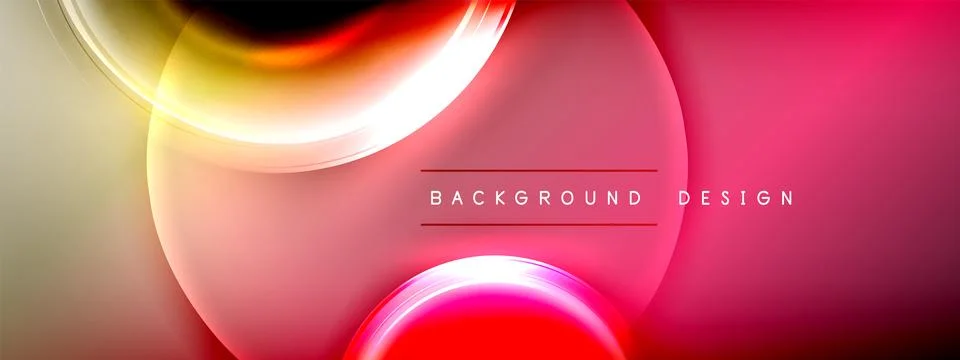 Circles lines and bubbles on bright glowing effect gradient with light and Stock Illustration