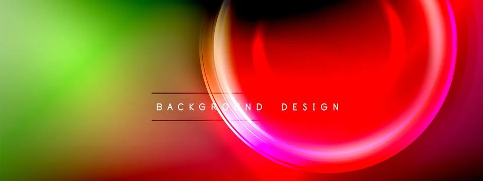Circles lines and bubbles on bright glowing effect gradient with light and Stock Illustration