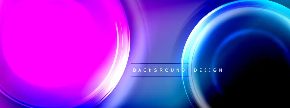 Circles lines and bubbles on bright glowing effect gradient with light and Stock Illustration