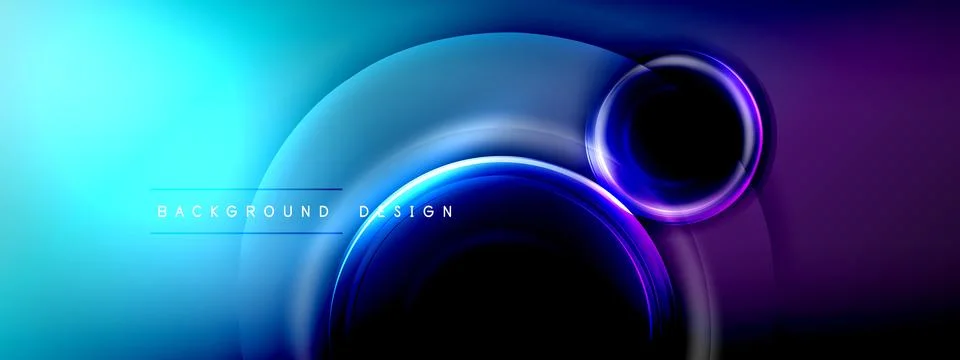 Circles lines and bubbles on bright glowing effect gradient with light and Stock Illustration