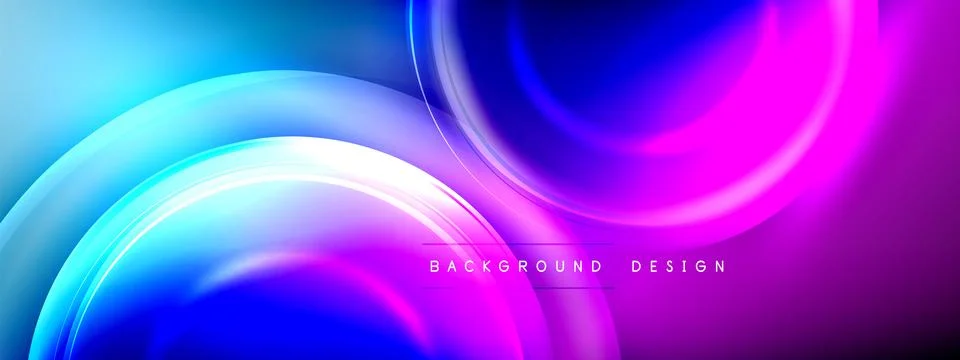Circles lines and bubbles on bright glowing effect gradient with light and Stock Illustration