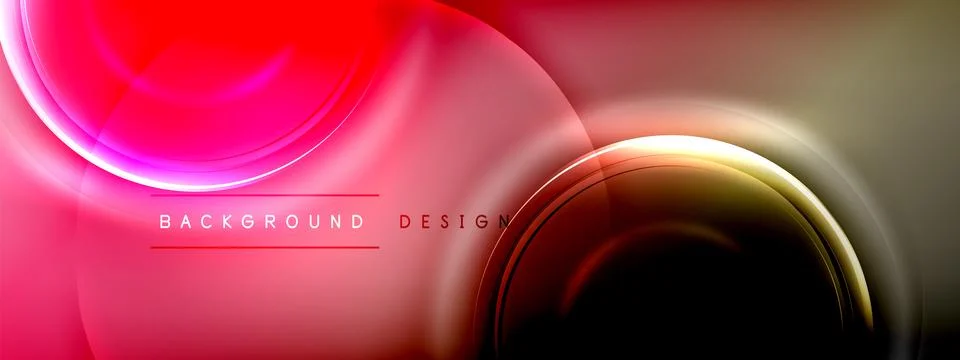 Circles lines and bubbles on bright glowing effect gradient with light and Illustrazione stock