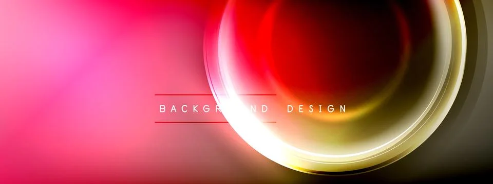 Circles lines and bubbles on bright glowing effect gradient with light and Illustrazione stock