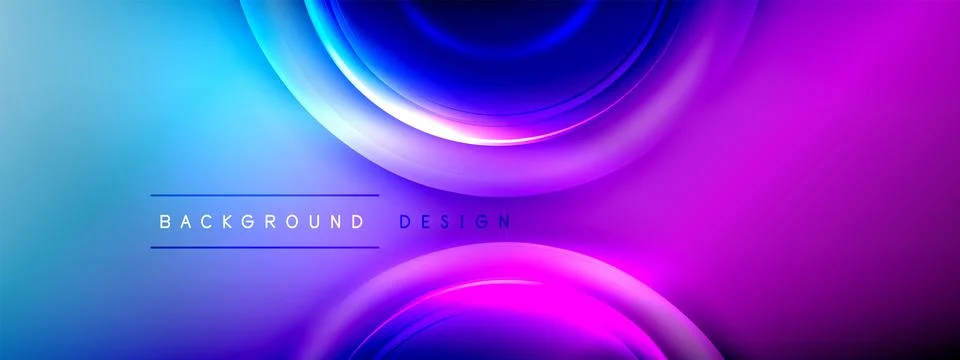 Circles lines and bubbles on bright glowing effect gradient with light and Stock Illustration