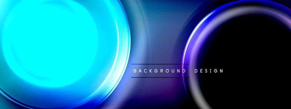 Circles lines and bubbles on bright glowing effect gradient with light and Illustrazione stock
