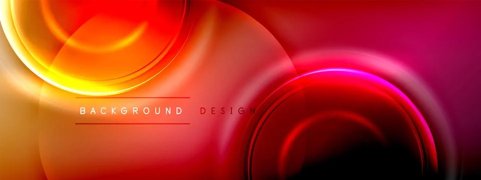 Circles lines and bubbles on bright glowing effect gradient with light and Stock Illustration