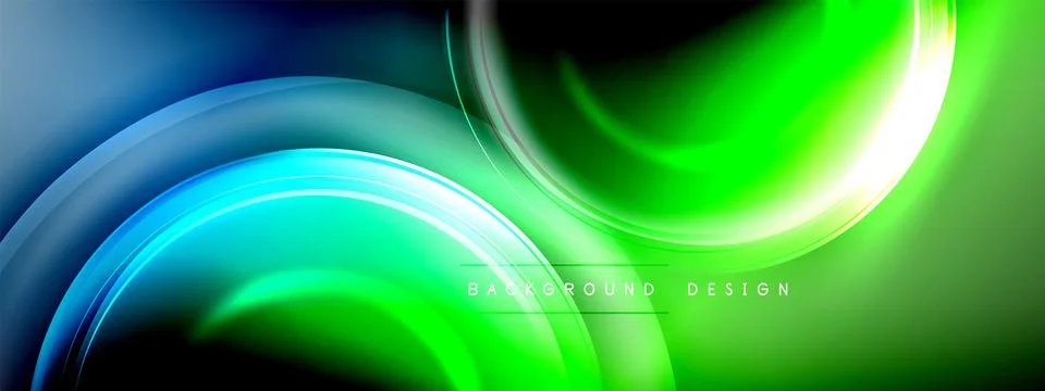 Circles lines and bubbles on bright glowing effect gradient with light and Illustrazione stock