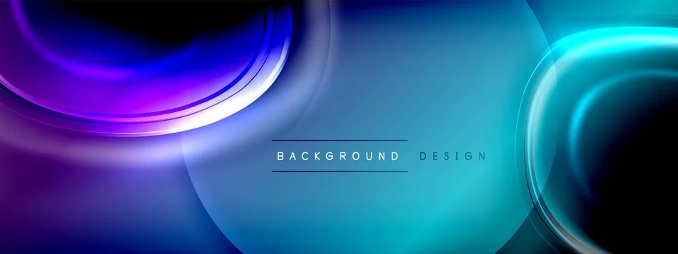 Circles lines and bubbles on bright glowing effect gradient with light and Illustrazione stock