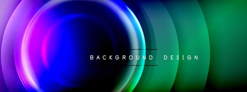 Circles lines and bubbles on bright glowing effect gradient with light and Stock Illustration